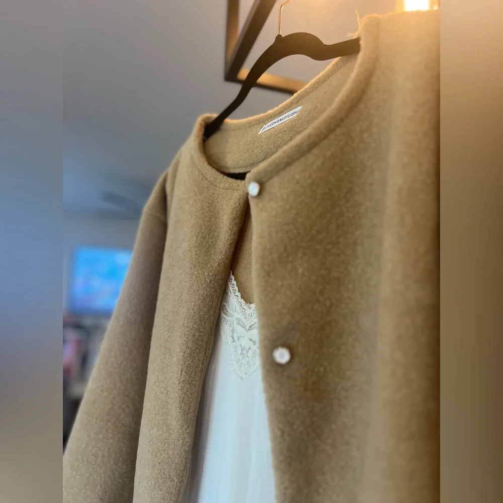 Tan Wool Blend Coat - Picture 5 of 7